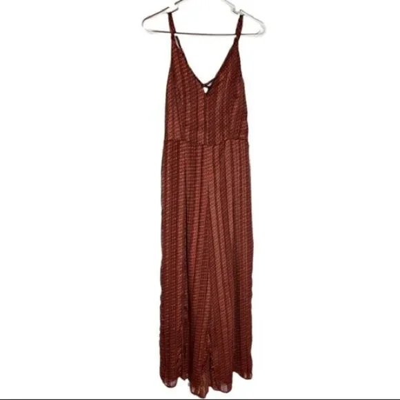 Molly Bracken Geo Print Strappy Retro Rust Jumpsuit NWT - Picture 3 of 7